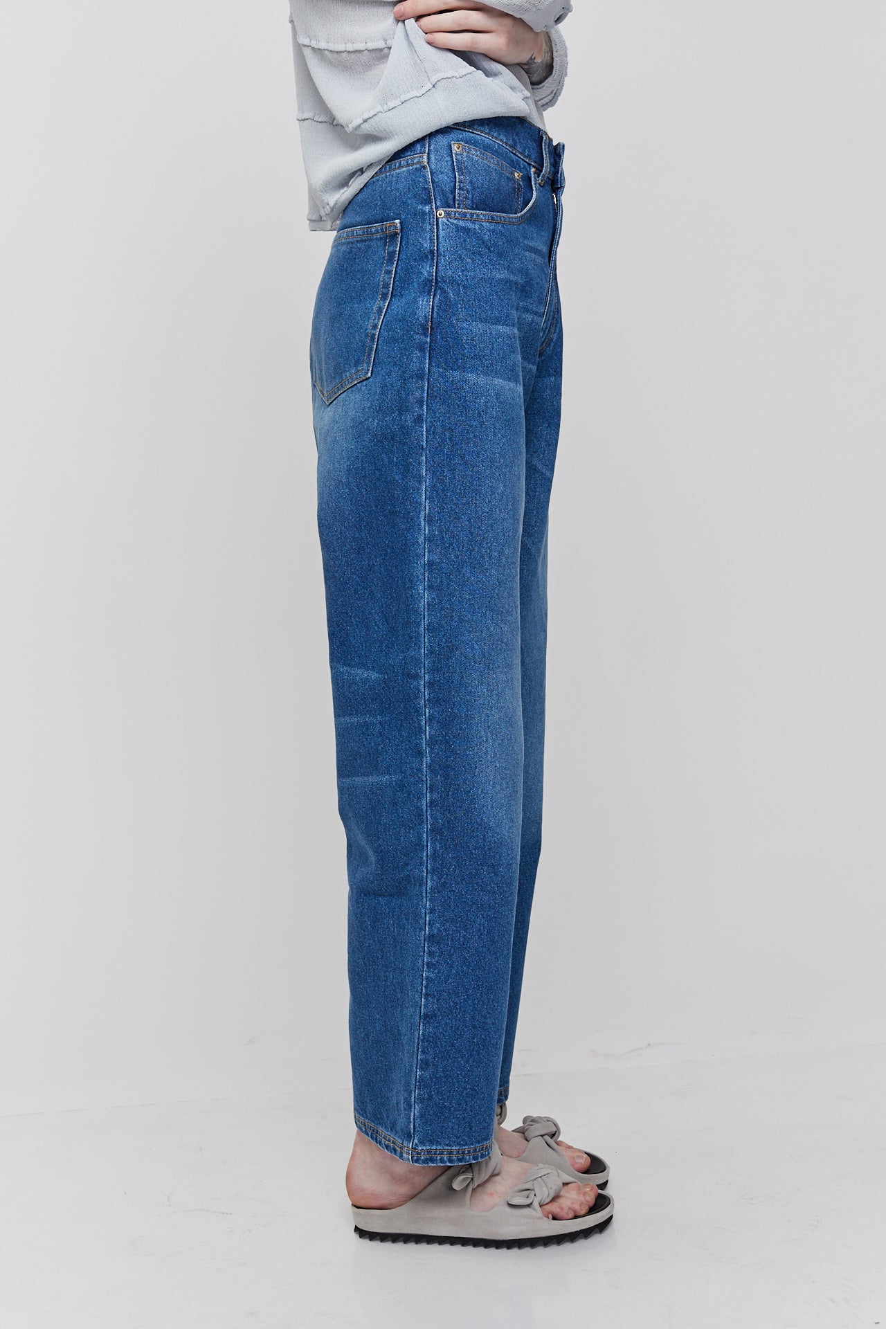 NAVY LOOSE FIT DENIM TROUSERS