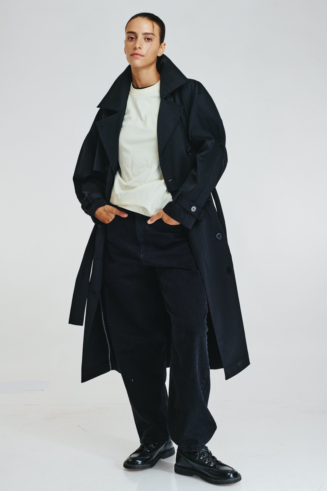 REVERSIBLE DOUBLE-BREASTED TRENCH COAT