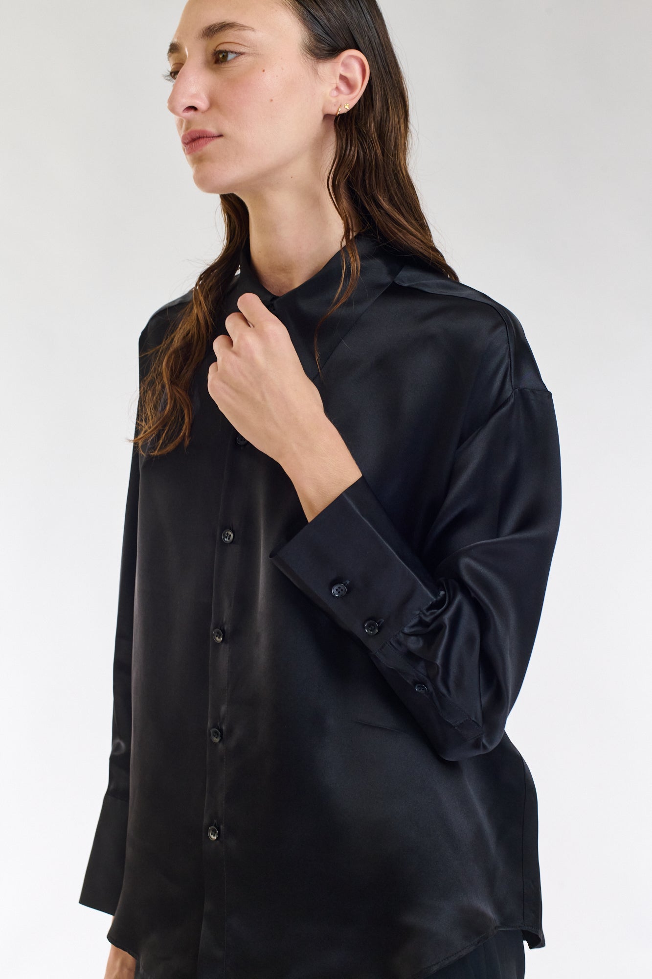 BLACK SILKY SHIRT