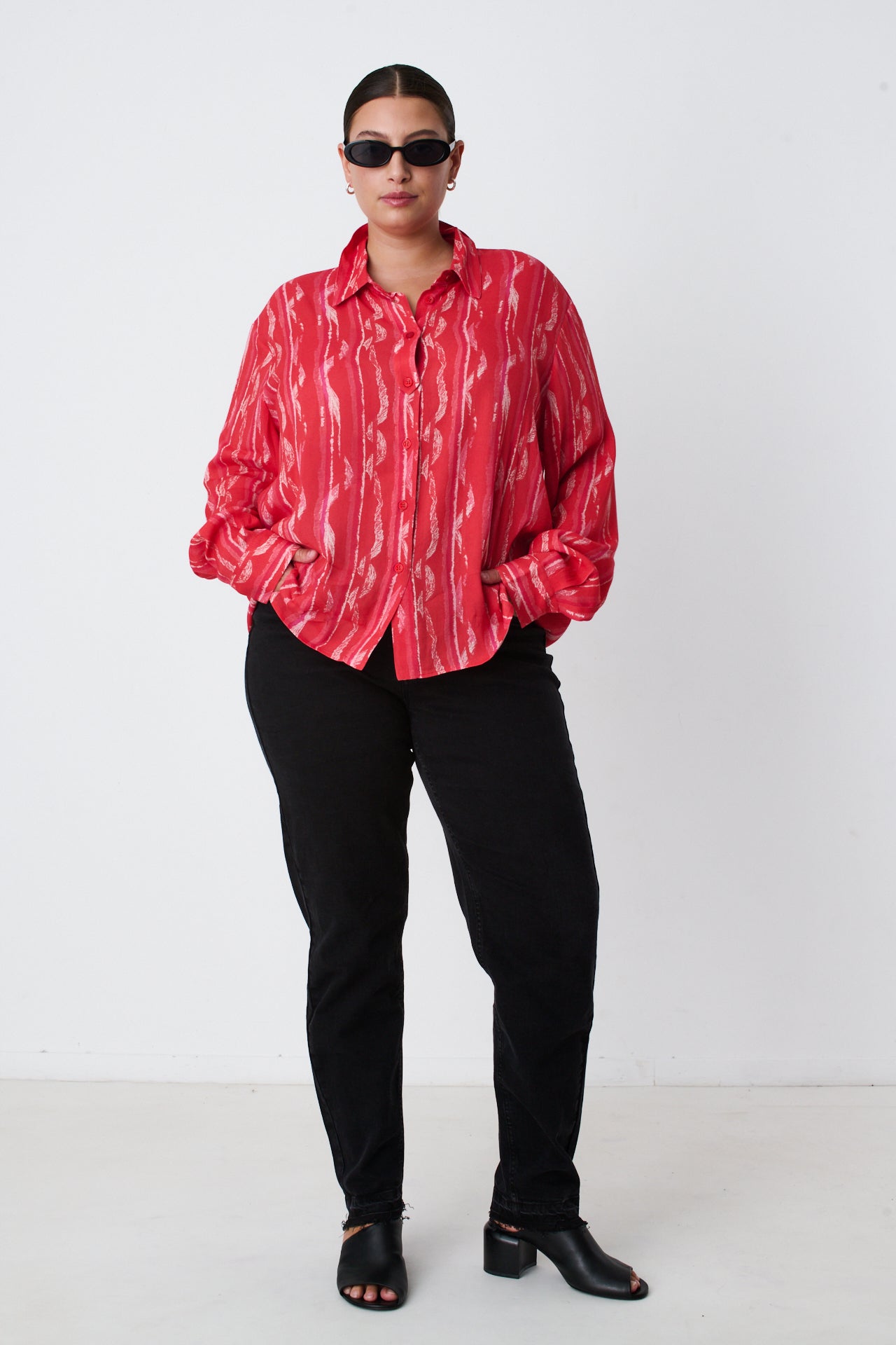 RED PRINTED SALEM SHIRT