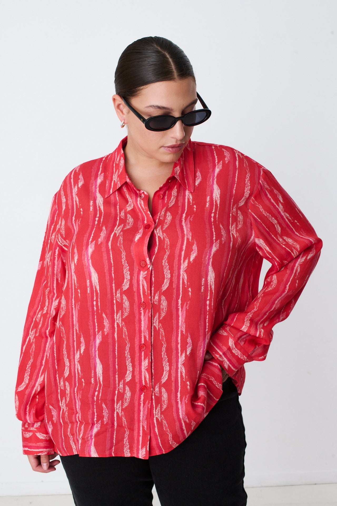 RED PRINTED SALEM SHIRT