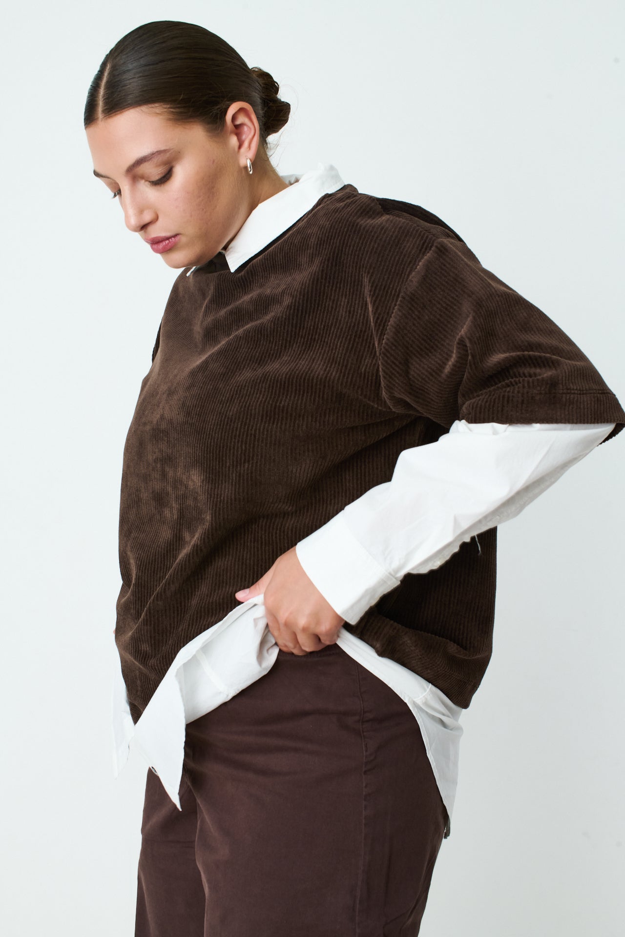 BROWN CORD LESLIE TOP